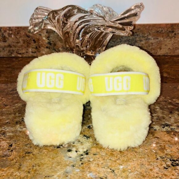 💛 UGG Fluff Yeah Chunky Wedge Slippers Slides Sandals Sz 7 NEVER WORN OUTSIDE - Picture 5 of 11